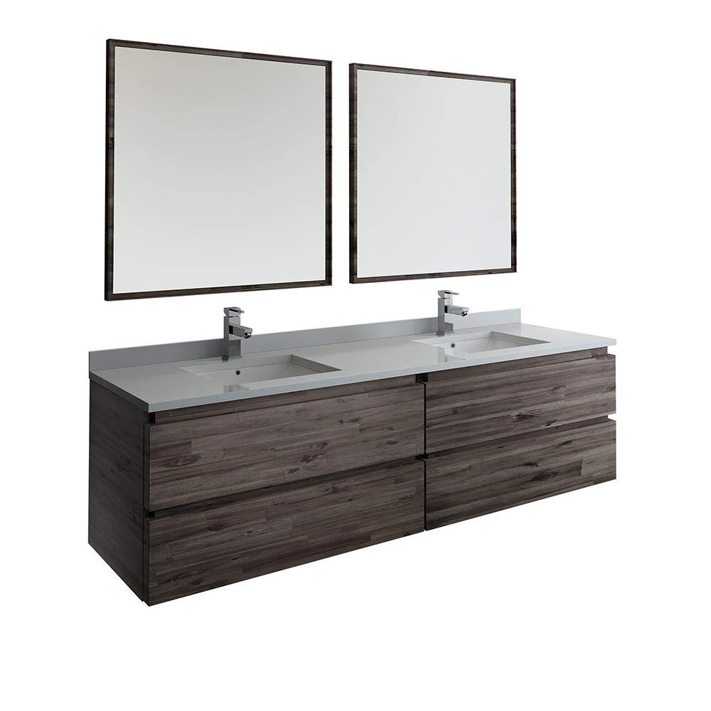 Fresca FVN31-3636ACA Fresca Formosa 72" Wall Hung Double Sink Modern Bathroom Vanity w/ Mirrors