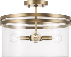 Capital Lighting 248741AD Fuller 4 Light Dual Mount Semi-Flush/Pendant Aged Brass