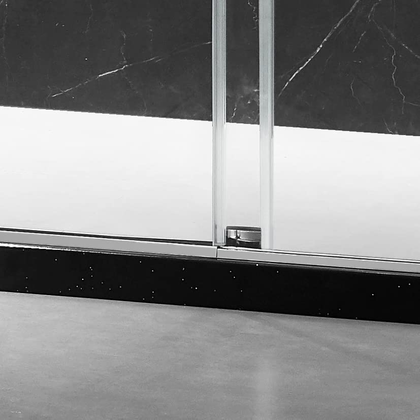 Frameless Sliding Shower Door, 76-in. x 60-in. Glass Shower Door, Shower Glass Door with Clear Tempered Glass in Chrome Finish