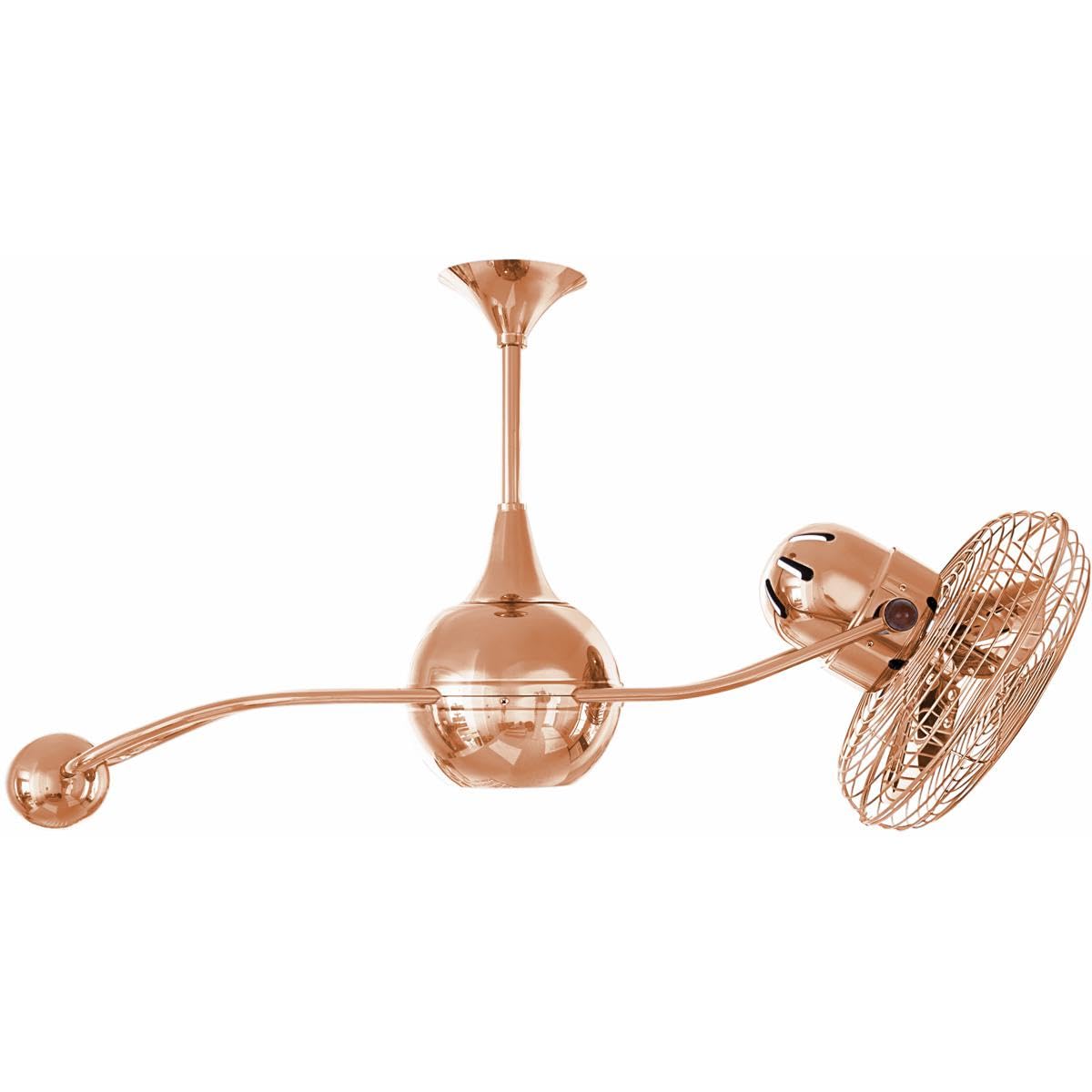 Matthews Fan B2K-CP-MTL Brisa 360° counterweight rotational ceiling fan in Polished Copper finish with metal blades.