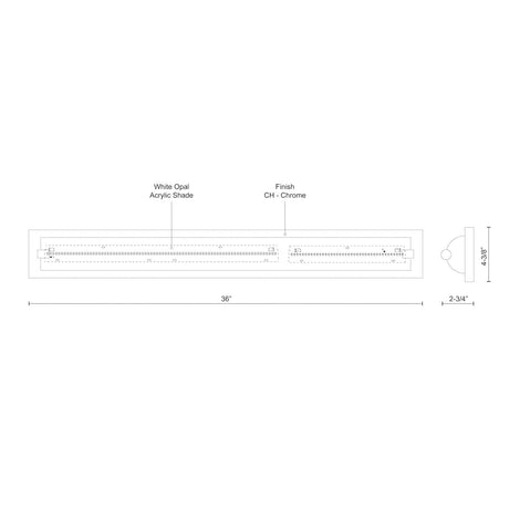 Kuzco 601465CH-LED CHARLOTTE 36" 60 Chrome 120V ELV LED 3000K 90CRI 41W