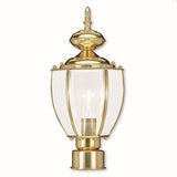 Livex Lighting 2009-02 Outdoor Post with Clear Beveled Glass Shades, Polished Brass