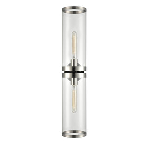 Alora WV311602PNCG REVOLVE II WALL VANITY 2 LIGHT POLISHED NICKEL CLEAR GLASS