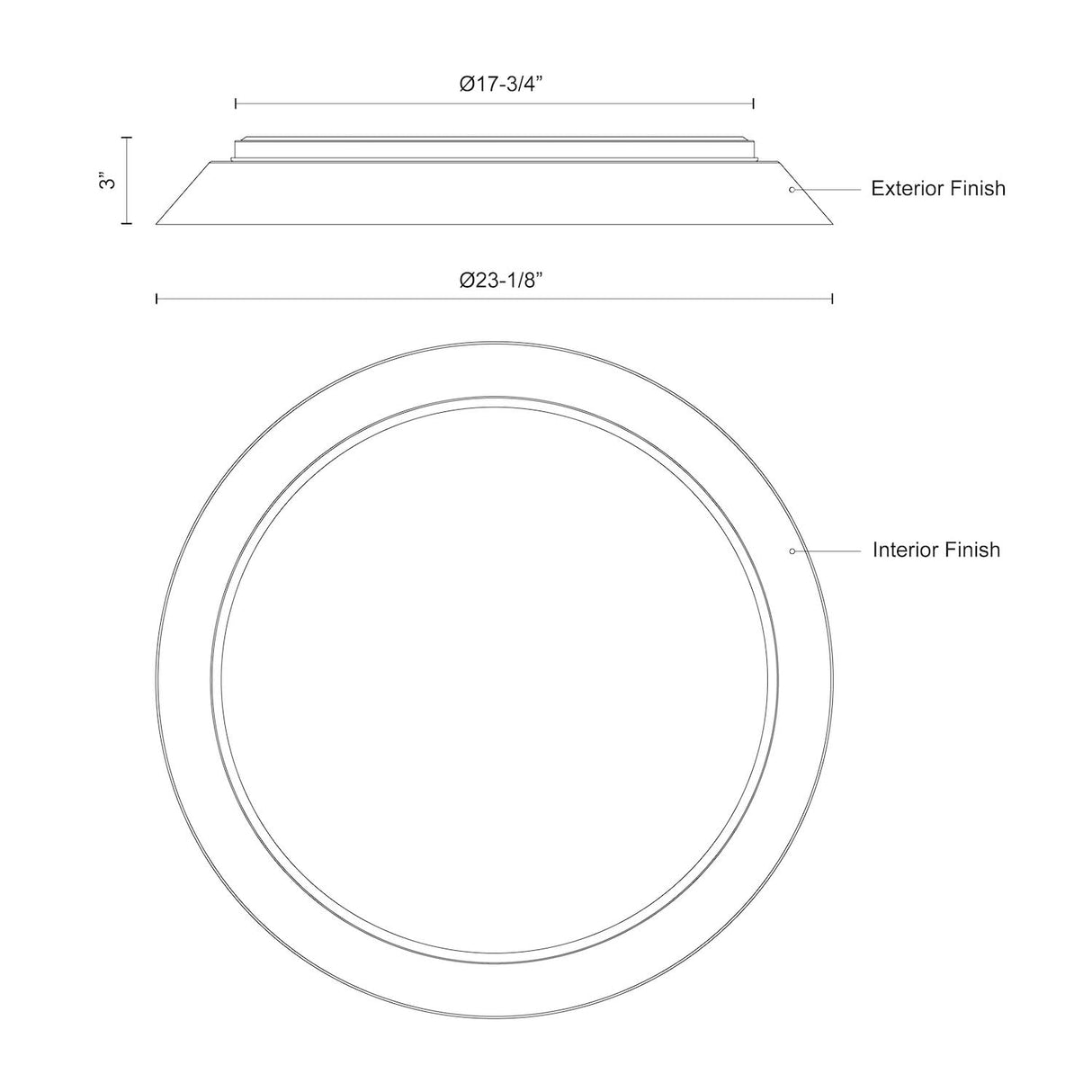 Kuzco FM43423-BK/GD JASPER 23" FLUSH MOUNT OUTER BLACK INNER GOLD SHADE 42W 120VAC LED 3000K 90CRI