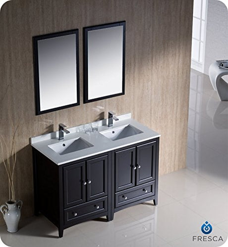 Fresca FVN20-2424ES Fresca Oxford 48" Espresso Traditional Double Sink Bathroom Vanity