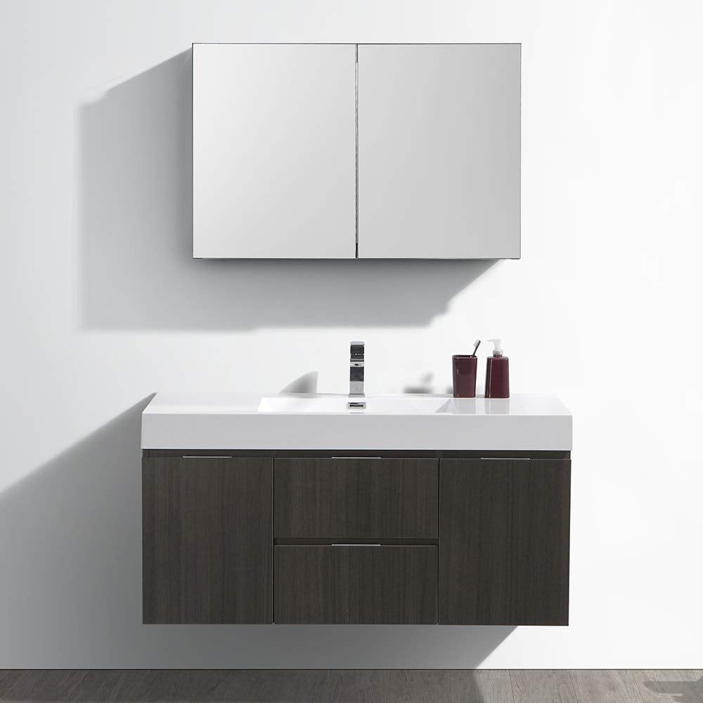 Fresca FVN8348GG Fresca Valencia 48" Dark Slate Gray Wall Hung Modern Bathroom Vanity w/ Medicine Cabinet