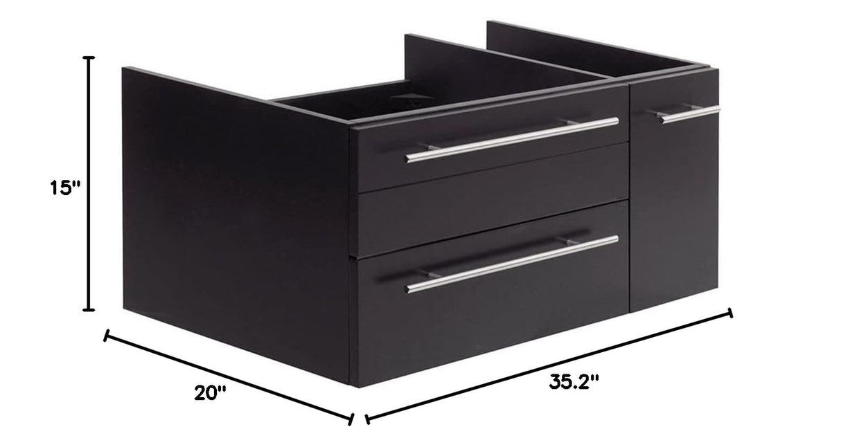 Fresca FCB6136ES-UNS-L Fresca Lucera 36" Espresso Wall Hung Undermount Sink Modern Bathroom Cabinet - Left Version