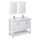 Fresca FVN2348WH-D Fresca Manchester 48" White Traditional Double Sink Bathroom Vanity w/ Mirrors