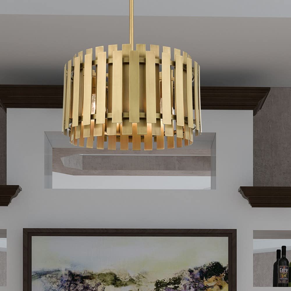 Livex Lighting 52048-08 Greenwich - Five Light Chandelier, Natural Brass Finish with Natural Brass Metal Shade
