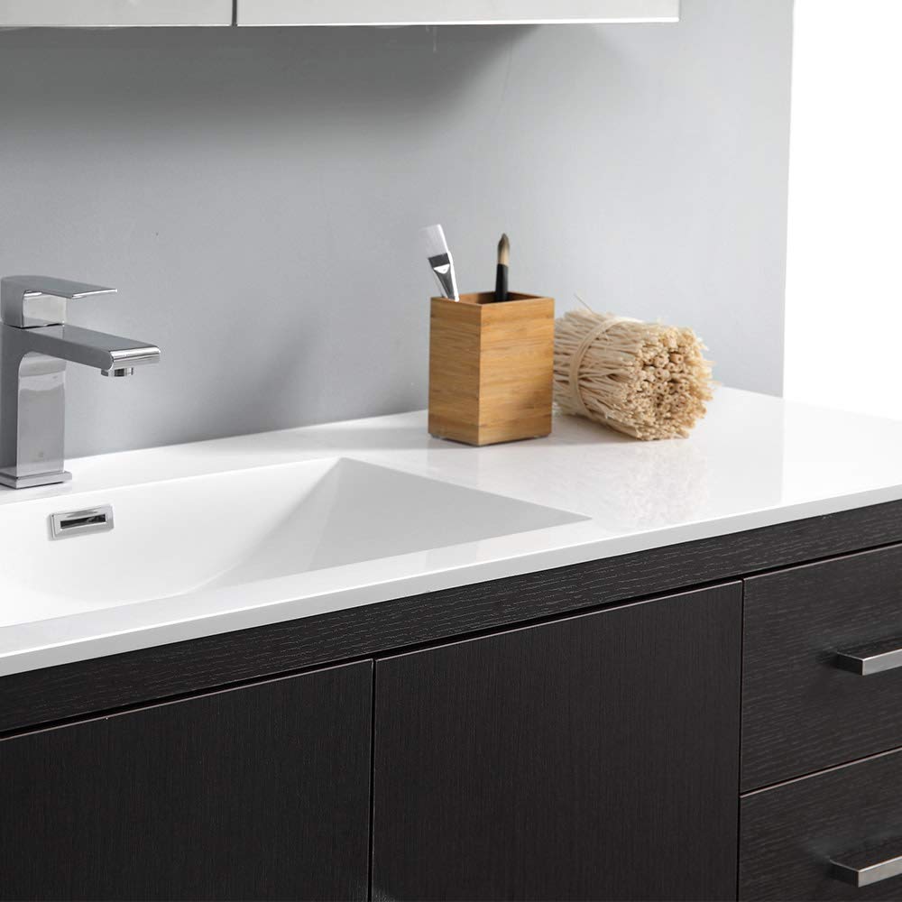 Fresca FCB9460WH-S-I Fresca Imperia 60" Glossy White Free Standing Modern Bathroom Cabinet w/ Integrated Single Sink