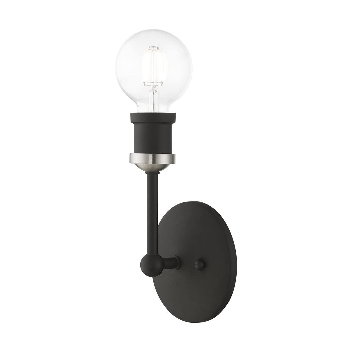 Livex Lighting 14429-04 Lansdale 1 Light ADA Vanity Sconce, Black with Brushed Nickel Accents