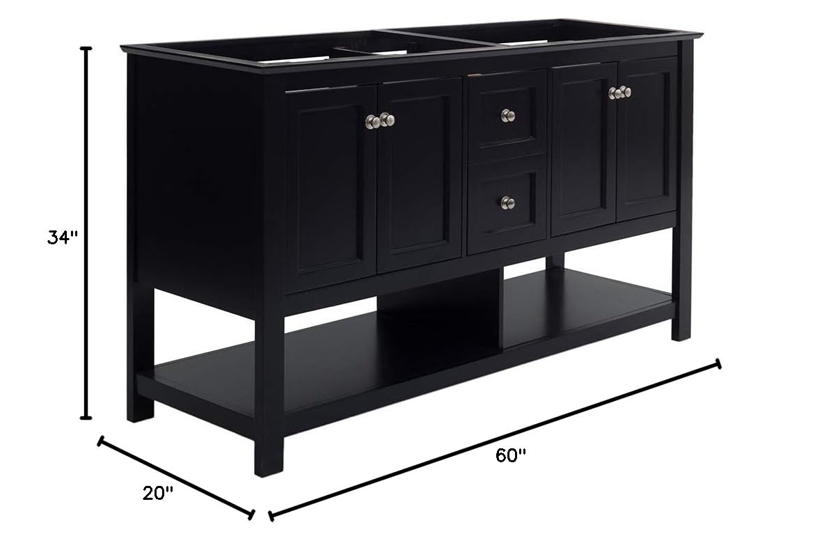 Fresca FCB2360BL-D Fresca Manchester 60" Black Traditional Double Sink Bathroom Cabinet