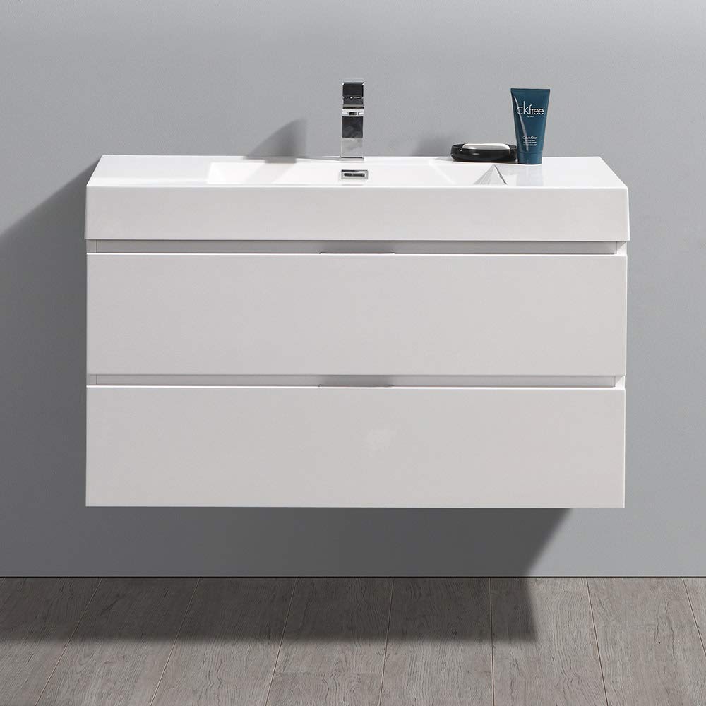 Fresca FCB8342WH-I Fresca Valencia 40" Glossy White Wall Hung Modern Bathroom Vanity