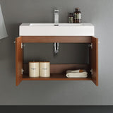 Fresca FCB8089GW-I Fresca Vista 30" Walnut Wall Hung Modern Bathroom Cabinet w/ Integrated Sink