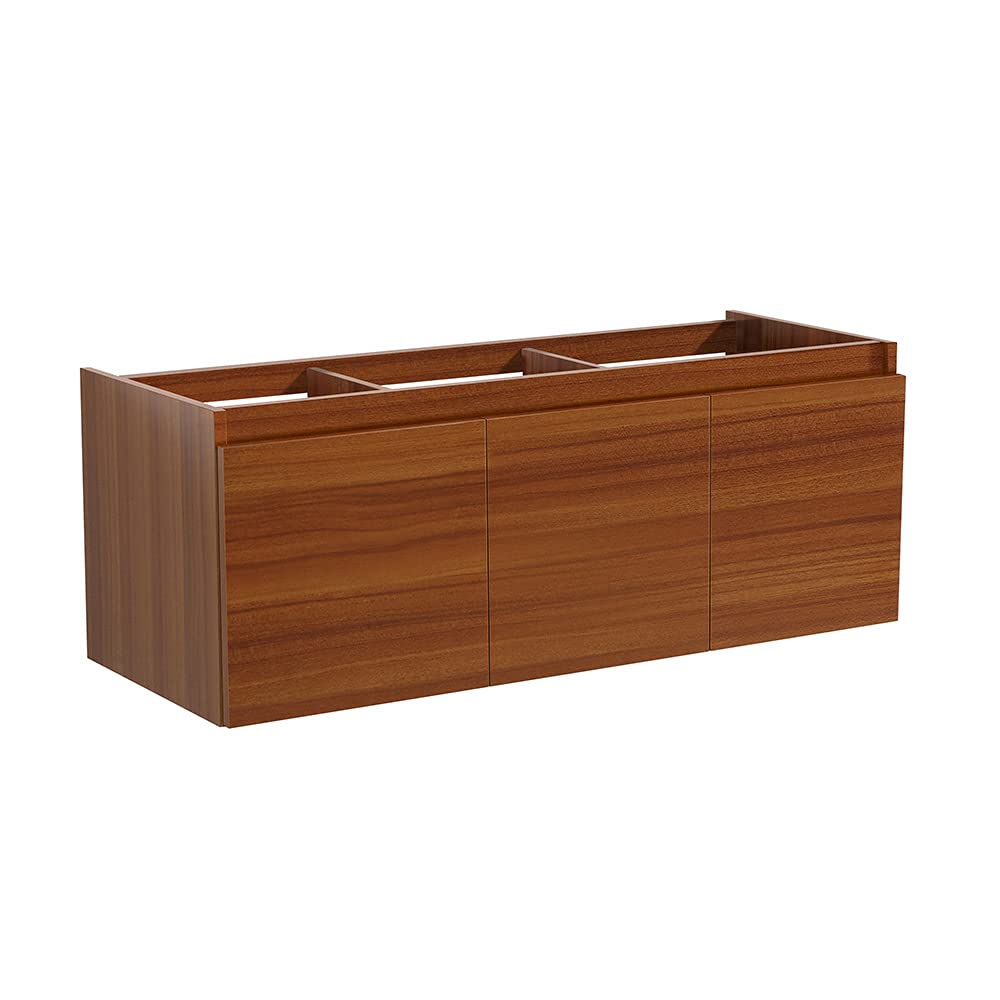 Fresca FCB8041TK Fresca Mezzo 60" Teak Wall Hung Single Sink Modern Bathroom Cabinet