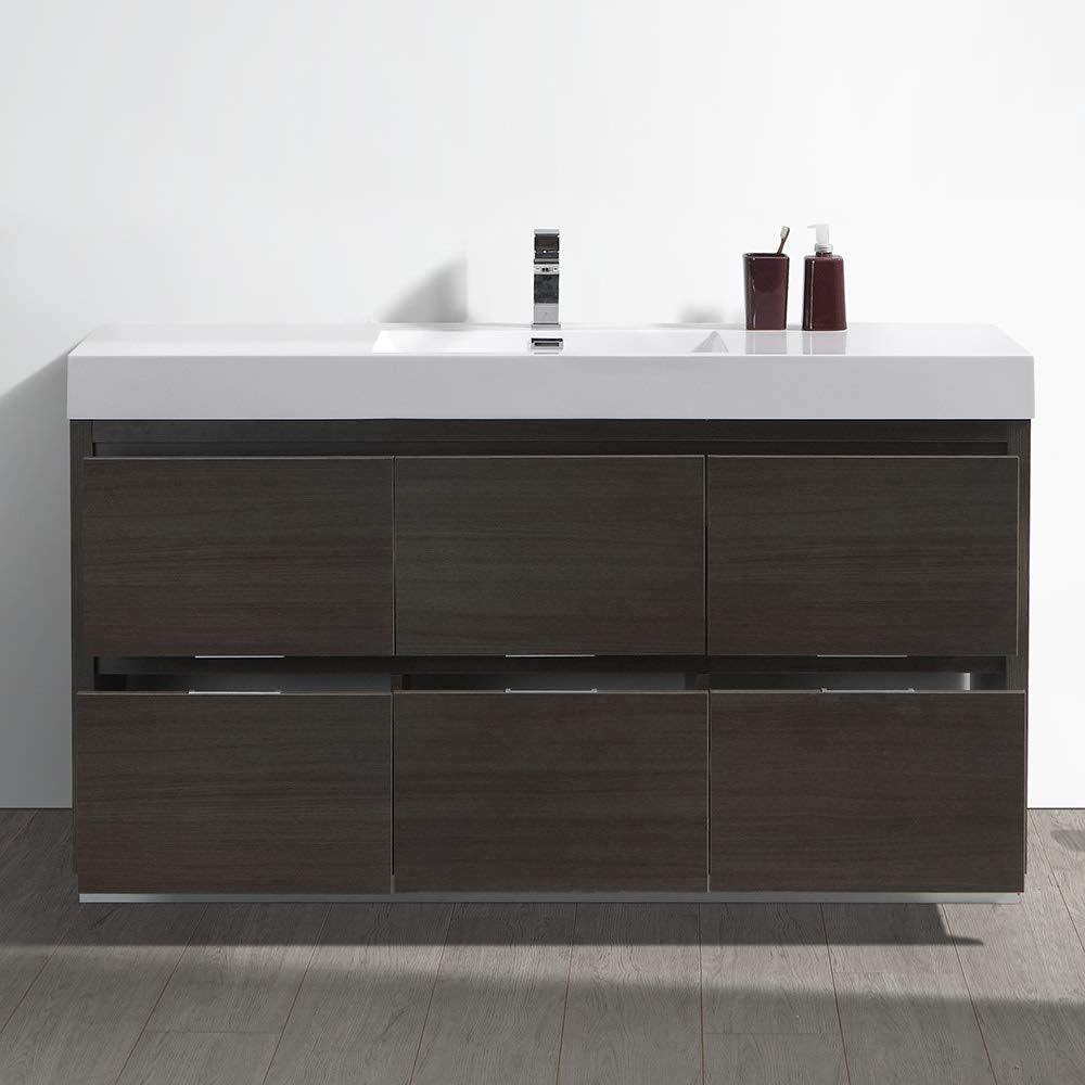 Fresca FCB8460WH-I Fresca Valencia 60" Glossy White Free Standing Modern Bathroom Vanity