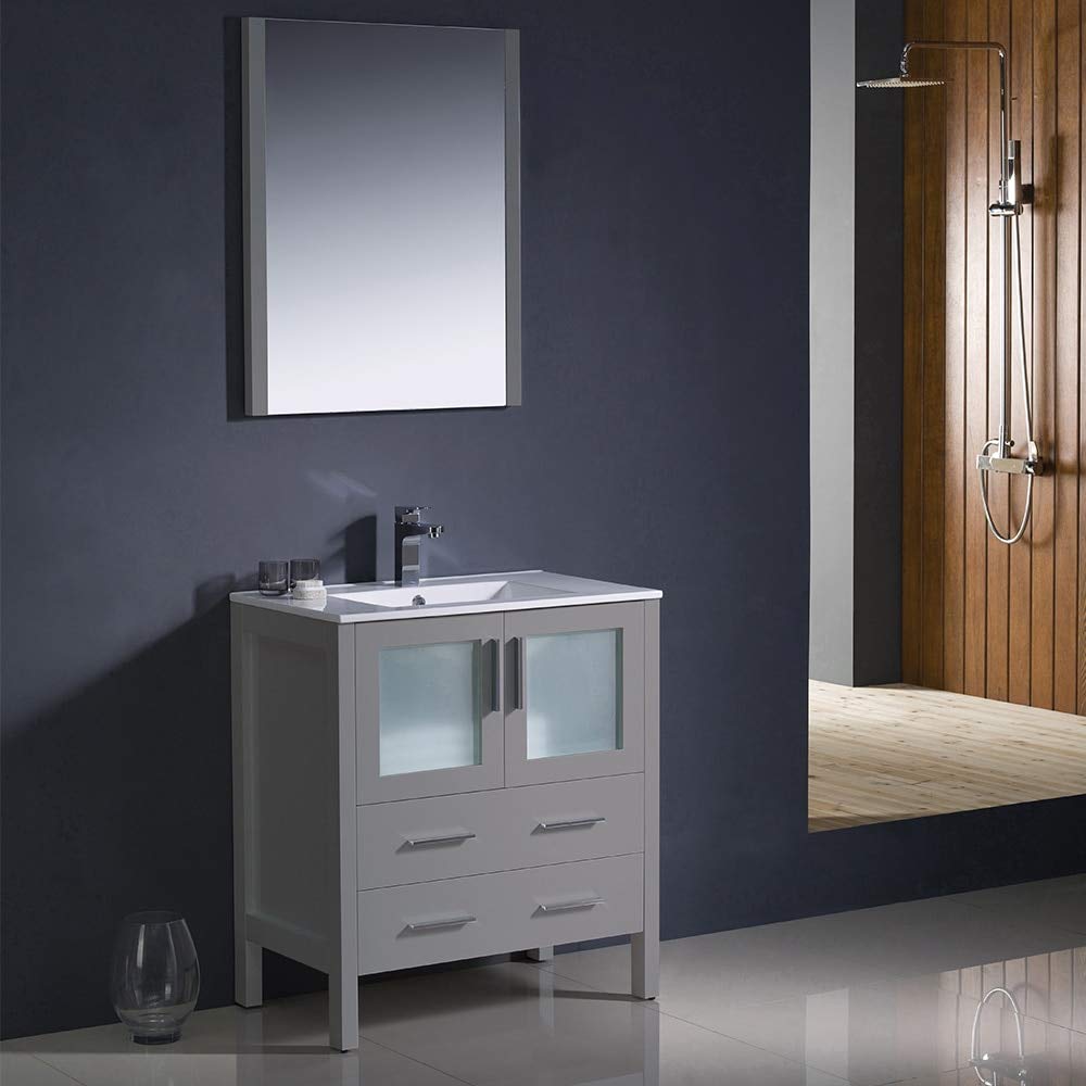 Fresca FVN6230GR-UNS Fresca Torino 30" Gray Modern Bathroom Vanity w/ Integrated Sink