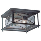 Livex Lighting 2090-61 Outdoor Flush Mount with Clear Beveled Glass Shades, Charcoal