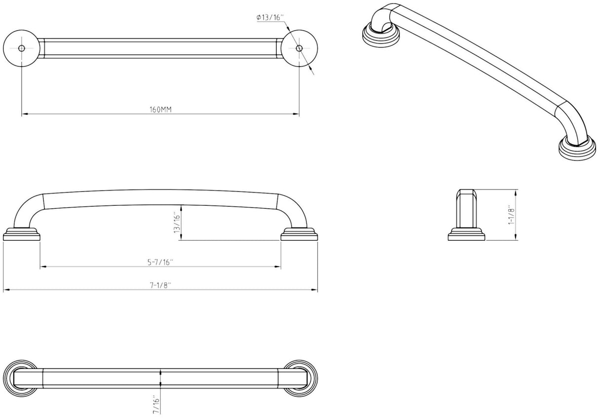 Jeffrey Alexander 527-160ABSB 160 mm Center-to-Center Antique Brushed Satin Brass Bremen 1 Cabinet Pull