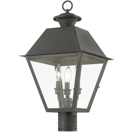 Livex Lighting 27219-61 Wentworth 3 Light 22 inch Charcoal Outdoor Post Top Lantern, Large