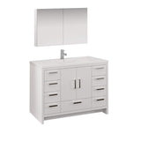 Fresca FVN9448WH Fresca Imperia 48" Glossy White Free Standing Modern Bathroom Vanity w/ Medicine Cabinet