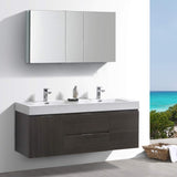 Fresca FVN8360GO-D Fresca Valencia 60" Gray Oak Wall Hung Double Sink Modern Bathroom Vanity w/ Medicine Cabinet
