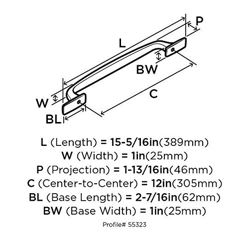 Amerock Appliance Pull Aged Pewter 12 inch (305 mm) Center to Center Highland Ridge 1 Pack Drawer Pull Drawer Handle Cabinet Hardware