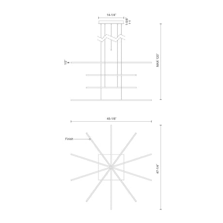 Kuzco MP18205-BN VEGA MINOR 5 Head MP Brushed Nickel 120V TRIAC/ELV LED 3000K 90CRI 115W