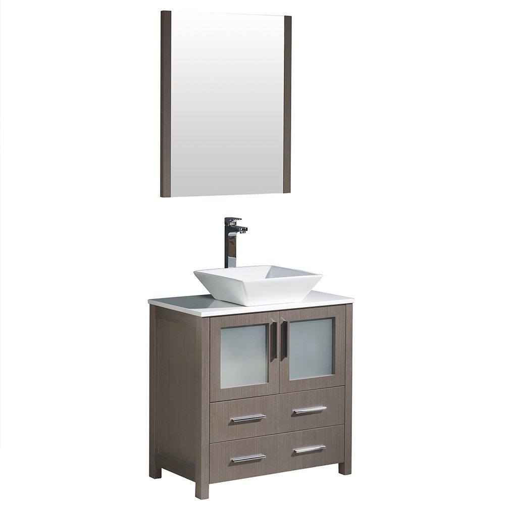 Fresca FVN6230GO-VSL Fresca Torino 30" Gray Oak Modern Bathroom Vanity w/ Vessel Sink