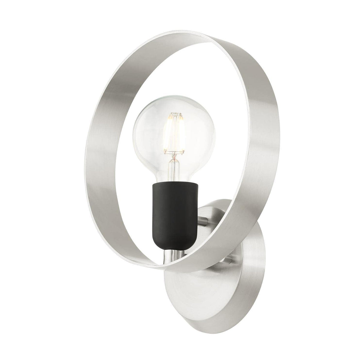 Livex Lighting 1 Light ADA Wall Sconce Brushed Nickel Finish with Black Finish Accents
