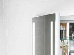 Kohler Verdera 24" x 30" Lighted Single Door Medicine Cabinet with Three Shelves, Built-in Outlets and Flip Out Magnifying Mirror - CA Title 24 Compliant