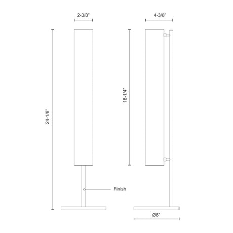 Kuzco TL70124-BK GRAMERCY 24" TL Black 120V Touch dimmer LED 3000K 90CRI 15W