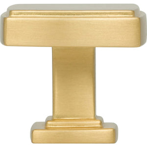 Jeffrey Alexander 141BG 1-1/4" Overall Length Brushed Gold Square Renzo Cabinet Knob
