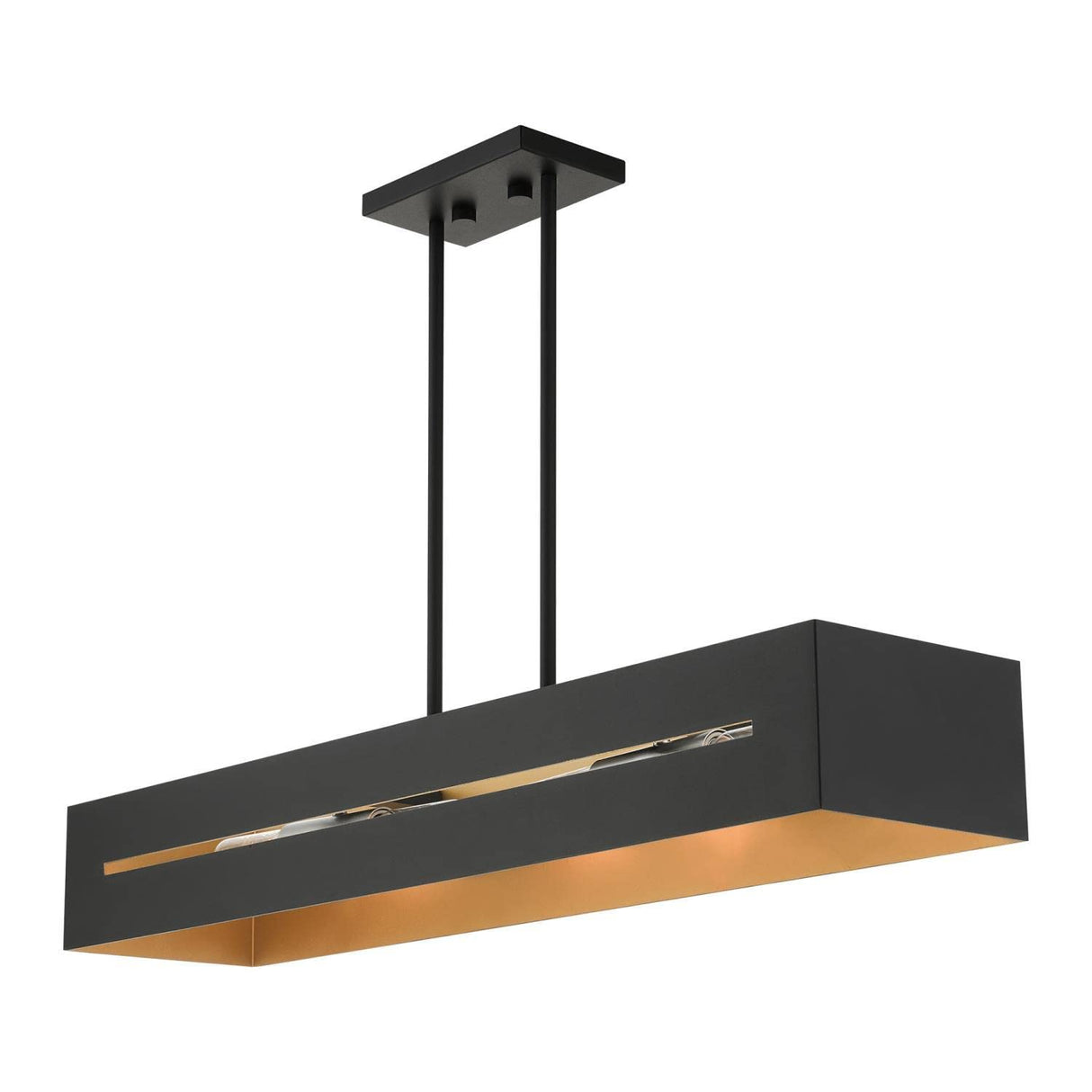 Livex Lighting 4 Lt Textured Black with Brushed Nickel Accents Linear Chandelier (45957-14), Medium