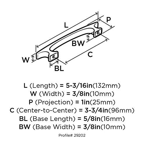 Amerock Cabinet Pull Satin Nickel 3-3/4 inch (96 mm) Center to Center Conrad 1 Pack Drawer Pull Drawer Handle Cabinet Hardware