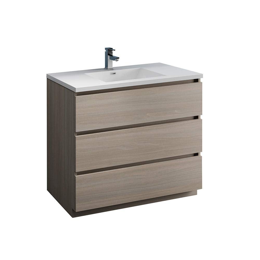 Fresca FCB9342MGO-I Fresca Lazzaro 42" Gray Wood Free Standing Modern Bathroom Cabinet w/ Integrated Sink