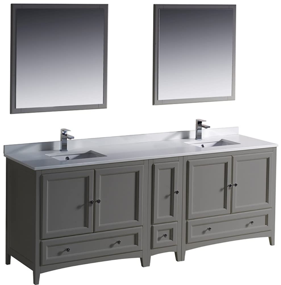 Fresca FVN20-361236GR Fresca Oxford 84" Gray Traditional Double Sink Bathroom Vanity