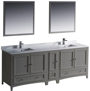 Fresca FVN20-361236GR Fresca Oxford 84" Gray Traditional Double Sink Bathroom Vanity