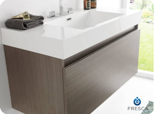 Fresca FVN8010GO Fresca Mezzo 39" Gray Oak Modern Bathroom Vanity w/ Medicine Cabinet