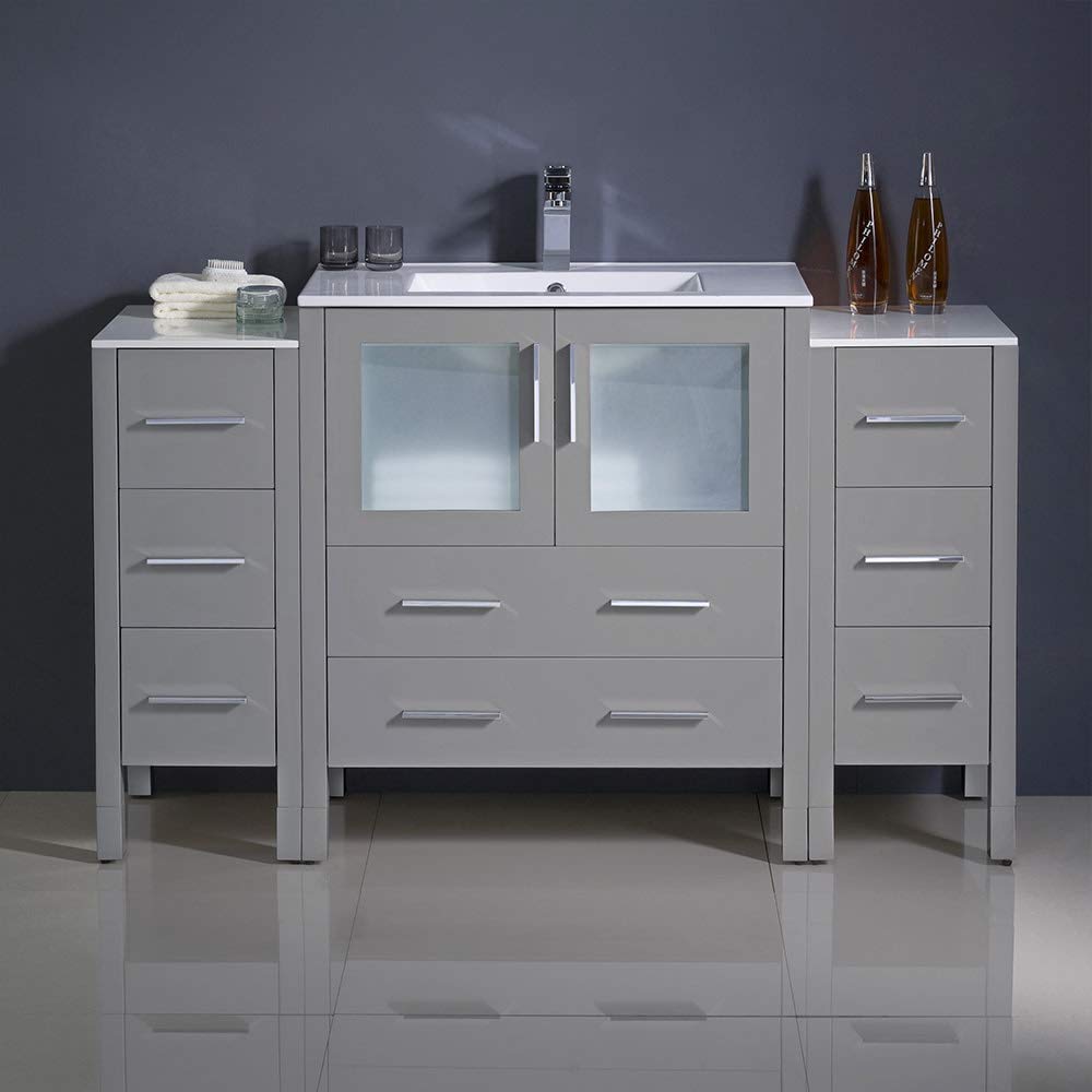 Fresca FCB62-123012WH-I Fresca Torino 54" White Modern Bathroom Cabinets w/ Integrated Sink