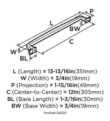 Amerock Appliance Pull Satin Nickel 12 inch (305 mm) Center to Center Westerly 1 Pack Drawer Pull Drawer Handle Cabinet Hardware