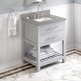 Jeffrey Alexander VKITWAV30GRSGR 30" Grey Wavecrest Vanity, Steel Grey Cultured Marble Vanity Top, undermount rectangle bowl