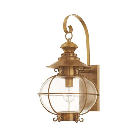 Livex Lighting 2223-22 Outdoor Wall Lantern with Hand Blown Clear Glass Shades, Flemish Brass