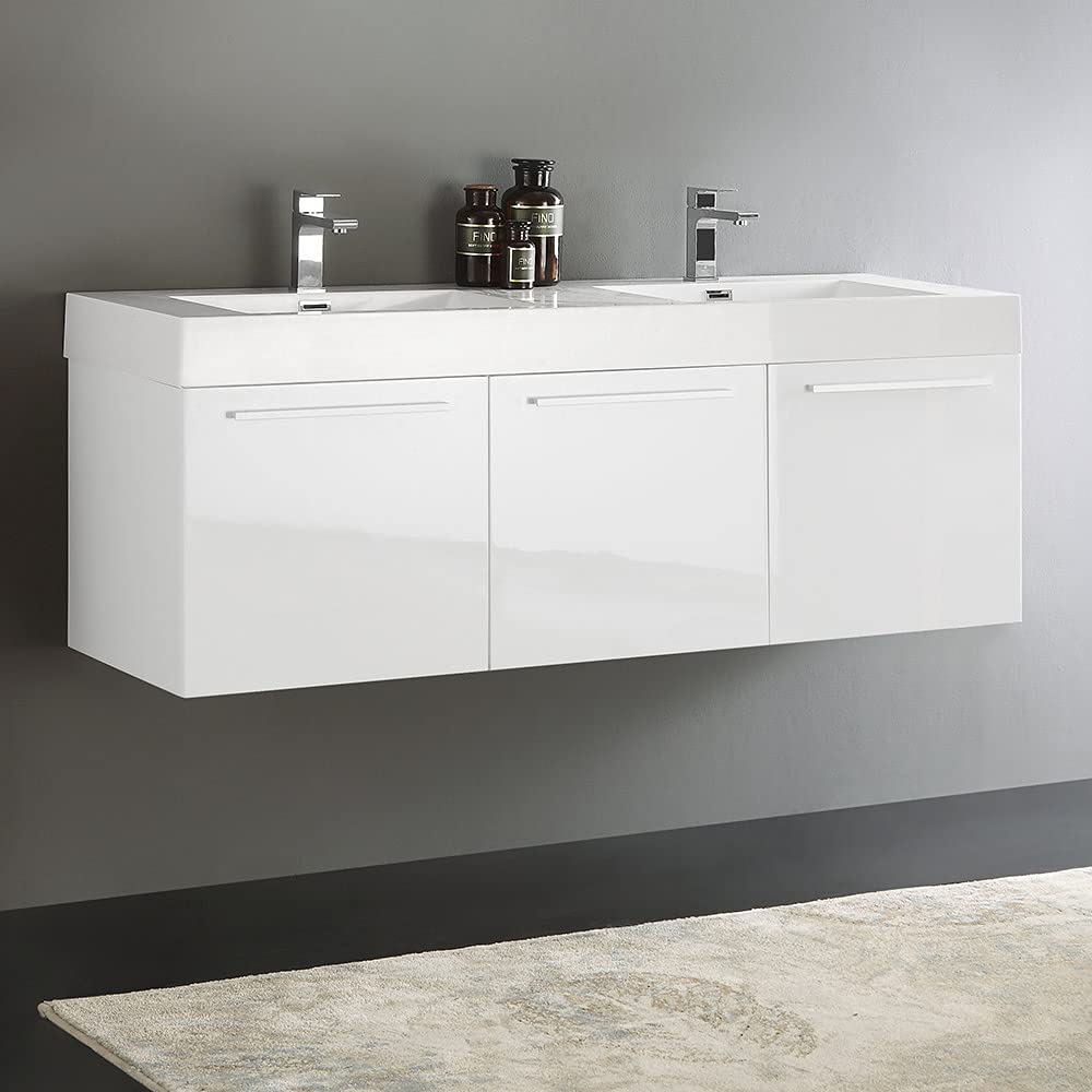 Fresca FCB8093GO-D Fresca Vista 60" Gray Oak Wall Hung Double Sink Modern Bathroom Cabinet