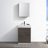 Fresca FVN8424GO Fresca Valencia 24" Gray Oak Free Standing Modern Bathroom Vanity w/ Medicine Cabinet