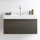 Fresca FCB8010GO-I Fresca Mezzo 39" Gray Oak Modern Bathroom Cabinet w/ Integrated Sink