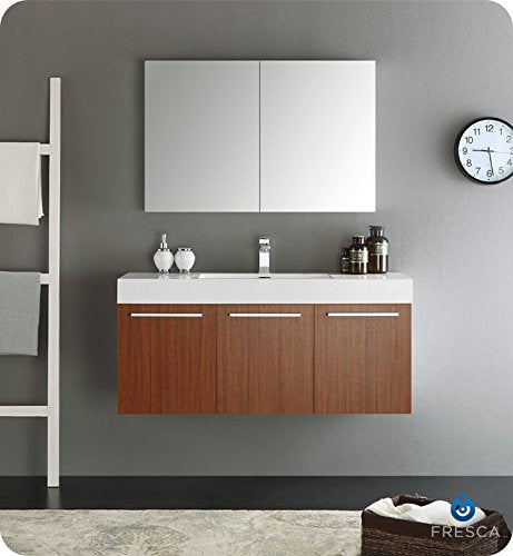 Fresca FCB8092TK Fresca Vista 48" Teak Wall Hung Modern Bathroom Cabinet