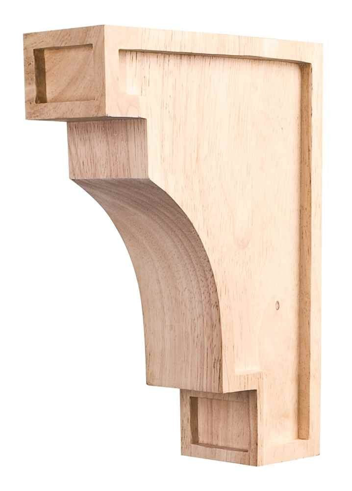 Hardware Resources COR16-BRW 2" W x 6" D x 8" H Rubberwood Coved Arts & Crafts Corbel