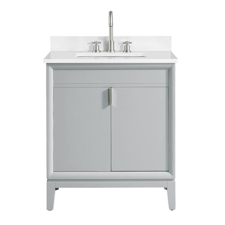 Avanity Emma 31 in. Vanity Combo in Dove Gray finish with Cala White Engineered Stone Top
