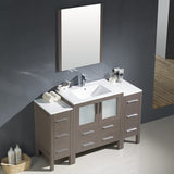 Fresca FVN62-123012GR-UNS Fresca Torino 54" Gray Modern Bathroom Vanity w/ 2 Side Cabinets & Integrated Sink